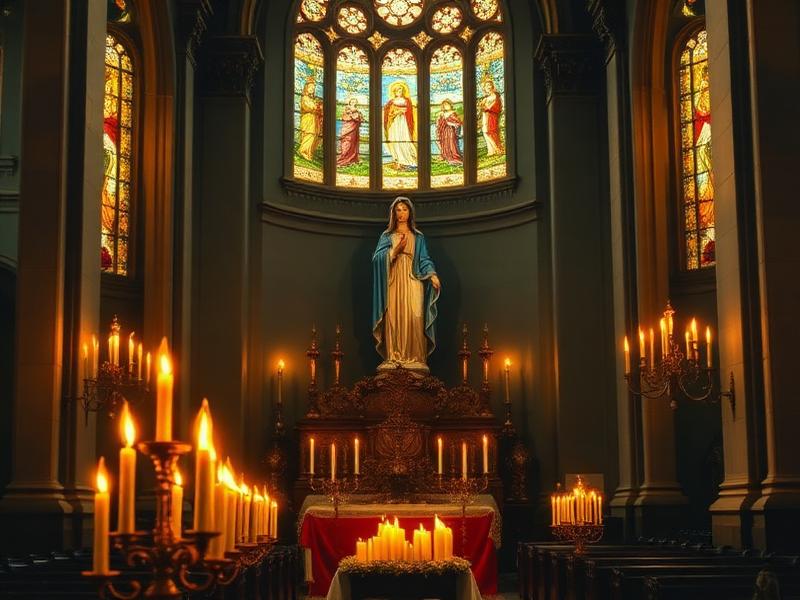 Interior de una iglesia con una imagen de Nuestra Señora - Historia de la devoción