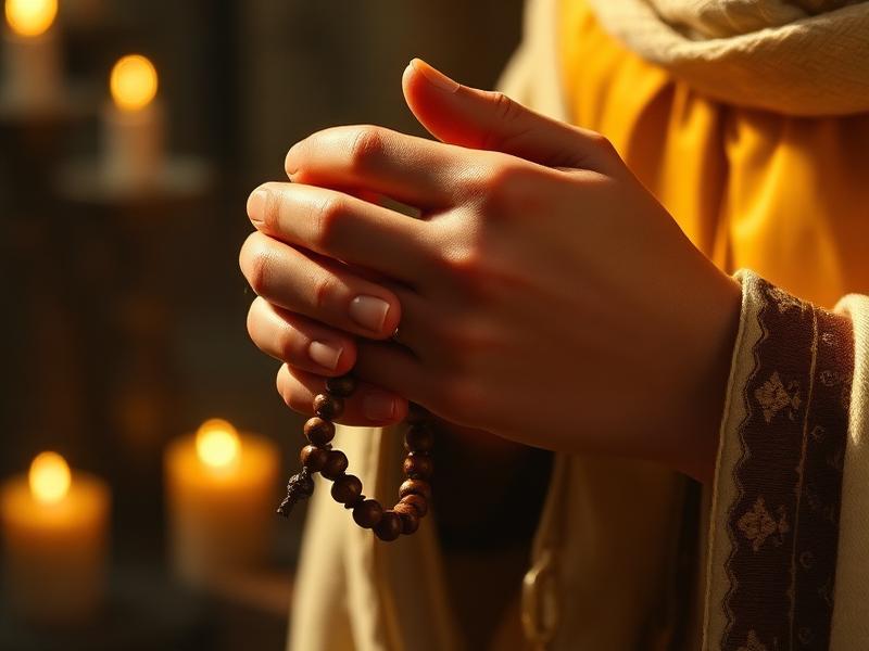 Manos en oración sosteniendo un rosario - Oración diaria